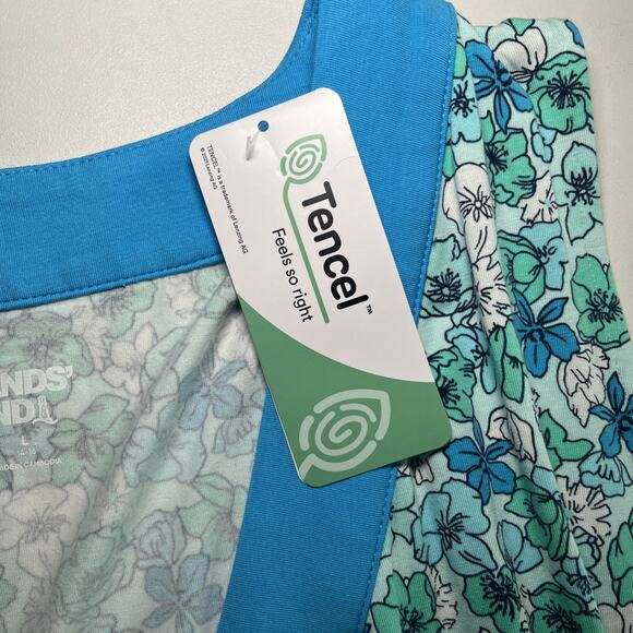 Lands End Faux Wrap Maxi Dress Size Large Floral Sleeveless Stretch Blue NWT - Picture 3 of 16